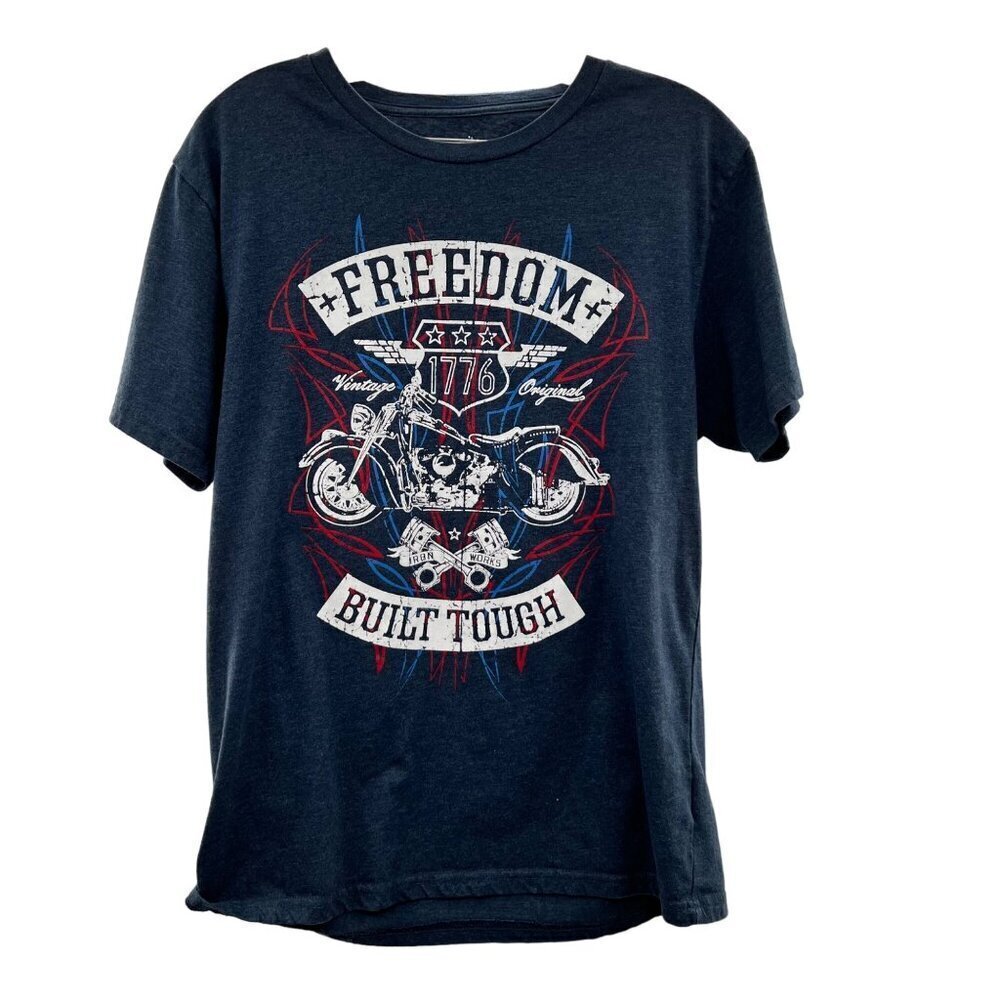 Celebrate Patriotic Men's Short Sleeve Graphic T-Shirt Blue/Multi Size Medium